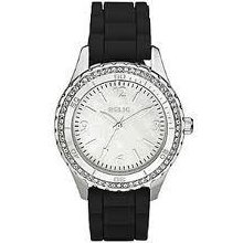 Relic (by Fossil) Zr11904 Zooey Black Silicon Band-white Face W/ Crystal Accents