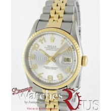 Rolex Datejust 16233 Stainless Steel 18k Gold Jubilee Fluted Bezel Silver Dial