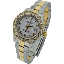 Rolex Datejust Gold And Diamond Watch 1.75ctw Oyster Band 18k Swiss Nice