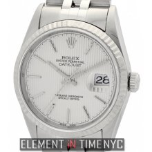 Rolex Datejust Stainless Steel 36mm Silver Tuxedo Stick Dial 16234 Circa 1996