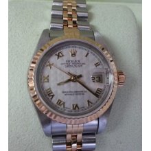 Rolex Ladies Datejust Roman Dial 18k/ss And No Hole Case