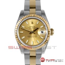 Rolex Ladies datejust Two Tone Champagne Stick Oyster 179173