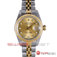 Rolex Ladies Quickset Datejust 2 Tone 69173 Champagne Diamond Jubilee