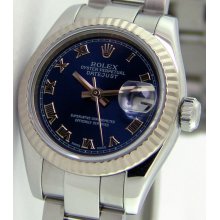 Rolex Lady DateJust Blue Roman Dial 26mm 179174