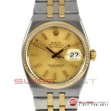 Rolex Men's 18K/SS Quartz Datejust w/ Champagne Stick Dial- 17013