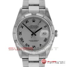 Rolex Mens Datejust Rhodium/Silver Roman Turn-O-Graph Bezel