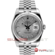 Rolex Men's New Style Datejust SS 116234 Silver Stick Dial Jubilee