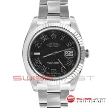 Rolex Men's SS Large Datejust II w/ Black Roman Dial on Oyster Band