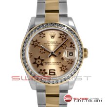 Rolex New Style Midsize Datejust 2 Tone 178243 Champagne Flower Dial