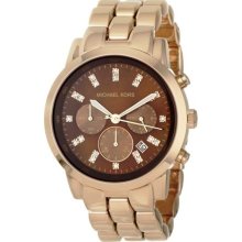 Rose Gold Stainless Steel Link Bracelet Quartz Chronograph