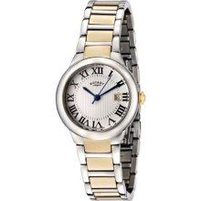 Rotary Watches Women's Silver Textured Dial Two Tone Two Tone Silver