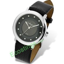 Round Women's Good Leather Quartz Wrist Watch