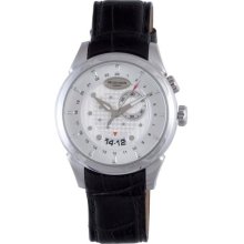 Rudiger Men's Konstanz Black Leather Silver Dial Big Date Watch ...