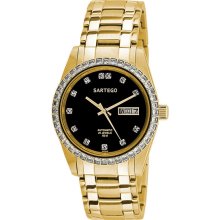 Sartego Men's Gold Tone Automatic Dress Black Dial SGBK04