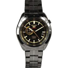 Seiko 5 Black Dial Black Ion-plated Mens Watch SSA071