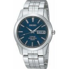 Seiko Classic Men`s Stainless Steel Quartz Watch W/ Blue Dial