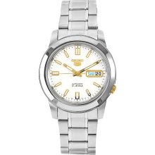 Seiko Men's 5 Automatic Snkk07k Silver Stainless-Steel Automatic Watch With White Dial