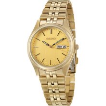 Seiko Mens Gold Bracelet Watch With Gold Dial Sgga56