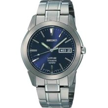 Seiko Men's Titanium Sapphire Quartz Dark Blue Dial SGG729