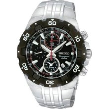 Seiko SNAD35 Men's Black Dial Chronographs Stainless Steel Watch ...