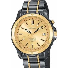 Seiko SNQ072 Mns Two Tone Brclt Gold Dial