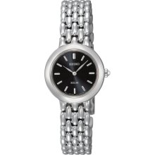 Seiko SUP047 Women's Black Dial Stainless Steel Solar Powered Watch