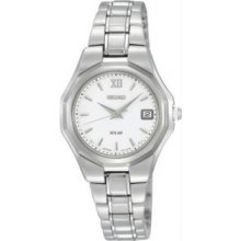 Seiko SUT053 Womens Stainless Steel Solar White Dial