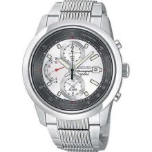 Seiko Wrist Watches-Seiko SNAB15 Alarm Quartz Chronograph Stainle ...