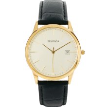 Sekonda Black Leather Strap Watch Black