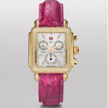 Signature Deco Diamond Gold, Diamond Dial Sea Pink Alligator