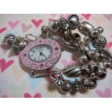 Silver Charm Chunky Bead Interchangeable Watch