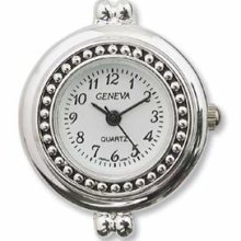 Silver Color Round Watch Face With Loops White Face 84023