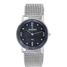 Skagen 39LSSB1 Women's Denmark Swarovski Crystal Black Dial Stainless