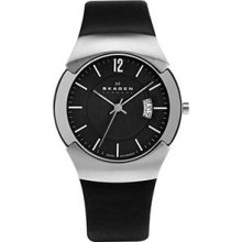 Skagen Denmark Black Leather & Steel Men's Watch - 981xlslb