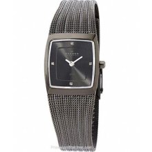 Skagen Ladies Stainless Case Ribbed Mesh Bracelet Swarovski 380XSMMM1