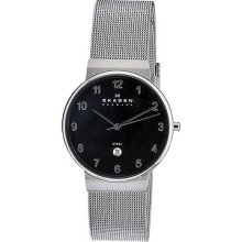 Skagen Men's O355LSSBA Skagen Denmark Grey Steel black dial Watch - 35