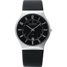 Skagen Watch - 233XXLSLB - Steel Case with Black Leather Band