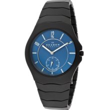 Skagen Watches Men's Skagen Blue Dial Black Ceramic Black Ceramic Blu