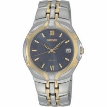 Sne172 Seiko Solar Two-tone Blue Face Men`s Watch