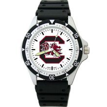 South Carolina Gamecocks Ncaa Men's Large Dial Sports Watch W/rubber Bracelet
