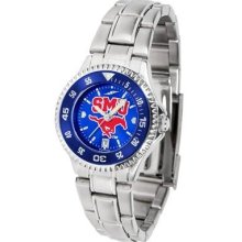 Southern Methodist Mustangs Women's Stainless Steel Dress Watch