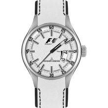 Stainless Steel Formula One White Dial Leather Strap