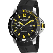 Stuhrling 320 331665 Quartermaster Auto Date Black Dial Rubber Mens Watch