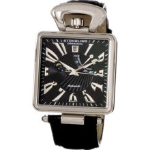 Stuhrling Castello Automatic Black Dial Black Leather Mens Watch 146 33151