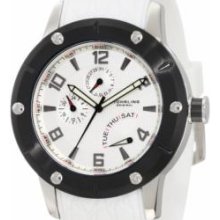 Stuhrling Original 622.3316P2 Lady Clipper Sport Slim Swiss Quartz with Stainless Steel Case Quartz with Black IP Bezel Silvertone Dial and White Rubber Strap Watch