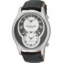 Stuhrling Original 63XL.331528 Mens Classic Kensington Grand Slim Swiss Quartz with Stainless Steel Case Grey Dial and Black Leather Strap Watch