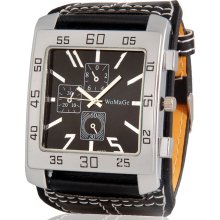 Stylish Men's Analog Watch with Faux Leather Strap