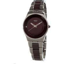 Swatch Brown Ceramic Ladies Watch YLS167G ...