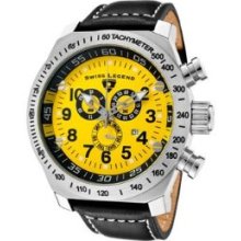 Swiss Legend 22828-07 Men's SL Pilot Chronograph Yellow Dial Black Lea