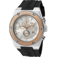 Swiss Legend Men's Throttle Chronograph Silver Dial Rose Gold Tone Bez